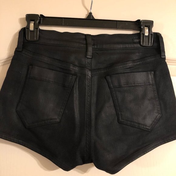 Citizens of Humanity Black Coated/Waxed Shorts - Picture 3 of 4